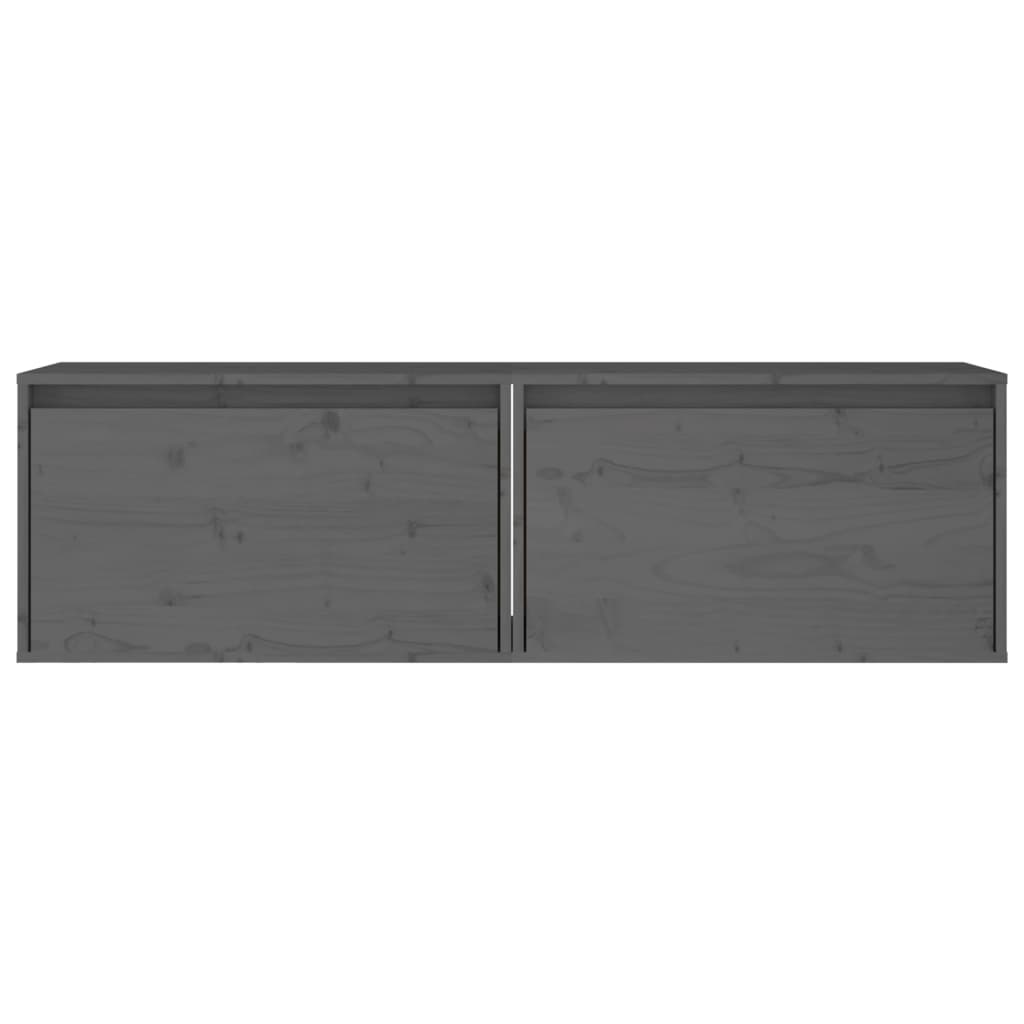 Стенни шкафове, 2 бр, сиви, 60x30x35 см, бор масив