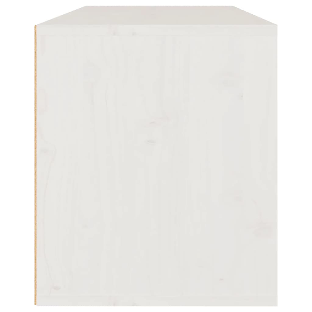 Стенен шкаф, бял, 80x30x35 см, борово дърво масив