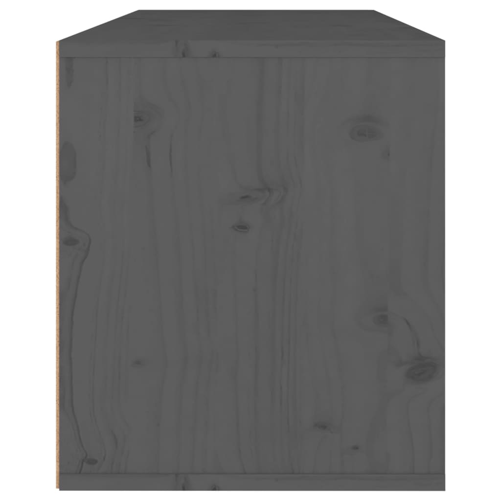Стенен шкаф, сив, 80x30x35 см, борово дърво масив
