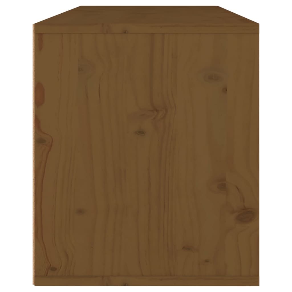 Стенен шкаф, меденокафяв, 80x30x35 см, борово дърво масив
