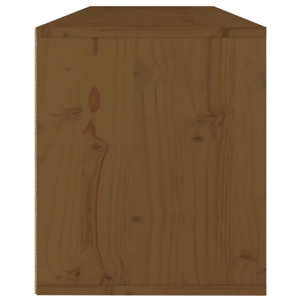 Стенен шкаф, меденокафяв, 100x30x35 см, борово дърво масив