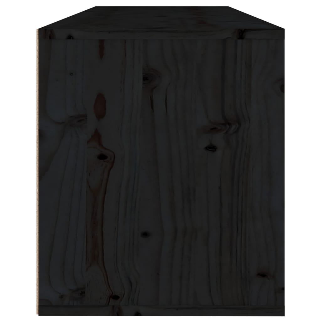 Стенен шкаф, черен, 100x30x35 см, борово дърво масив