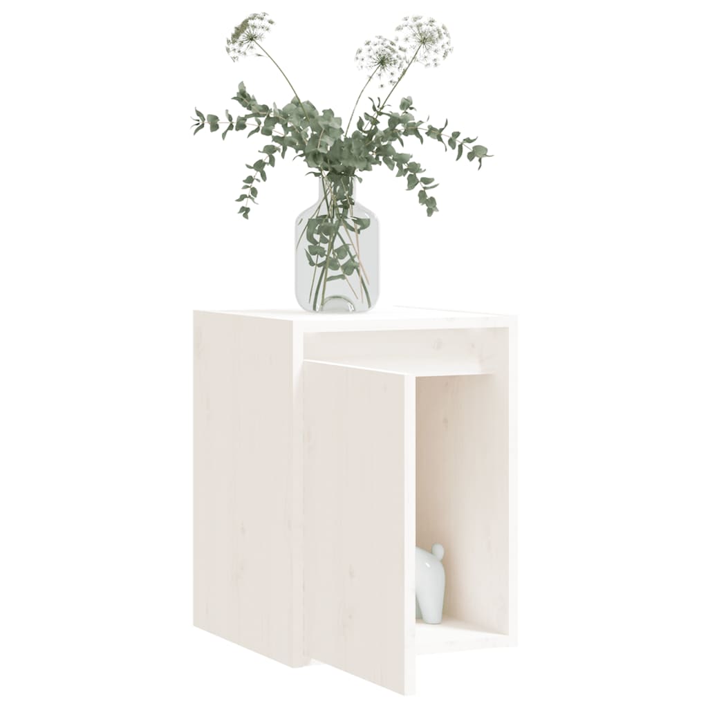 Стенен шкаф, бял, 30x30x80 см, борово дърво масив