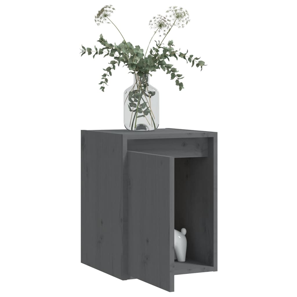Стенен шкаф, сив, 30x30x40 см, борово дърво масив