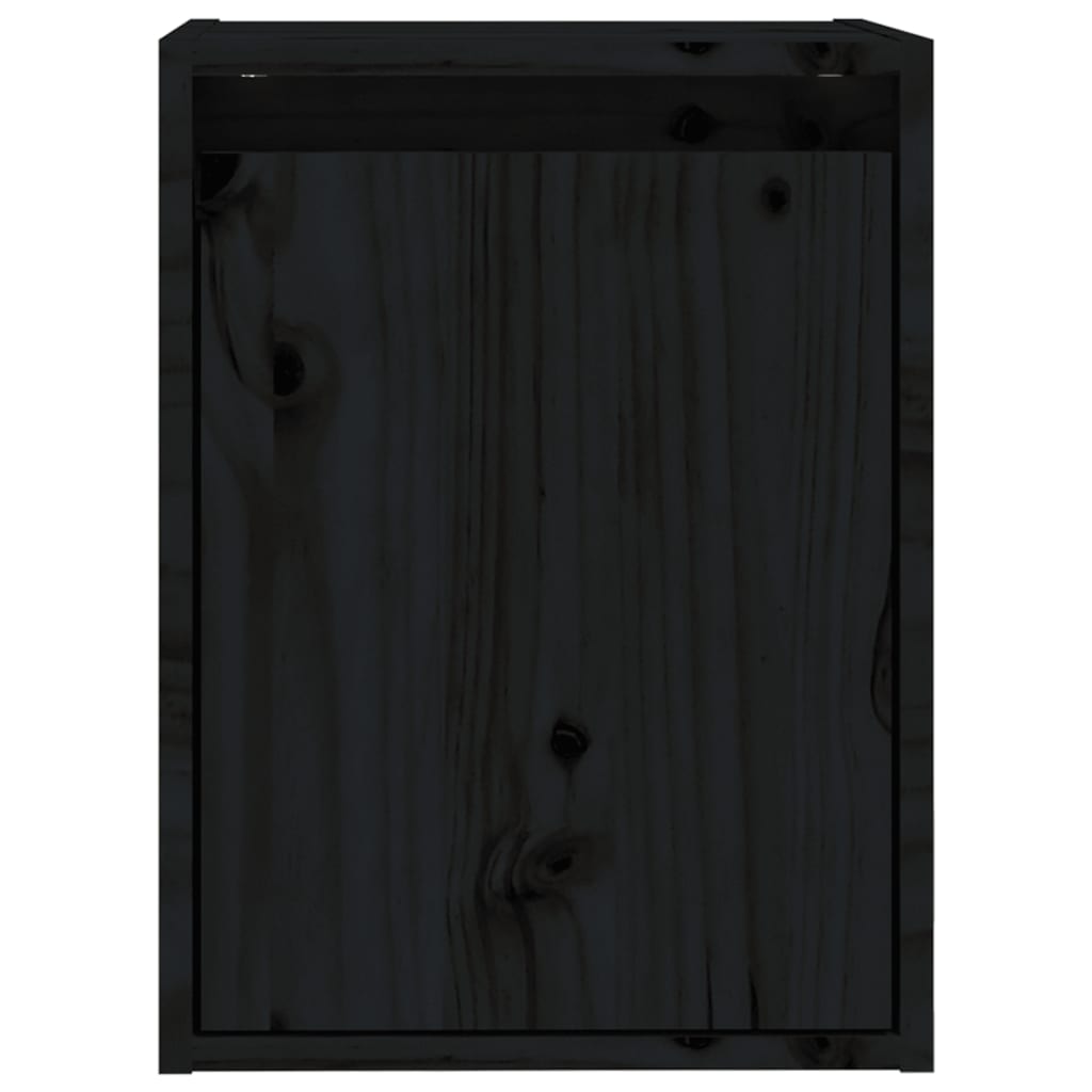 Стенен шкаф, черен, 30x30x40 см, борово дърво масив
