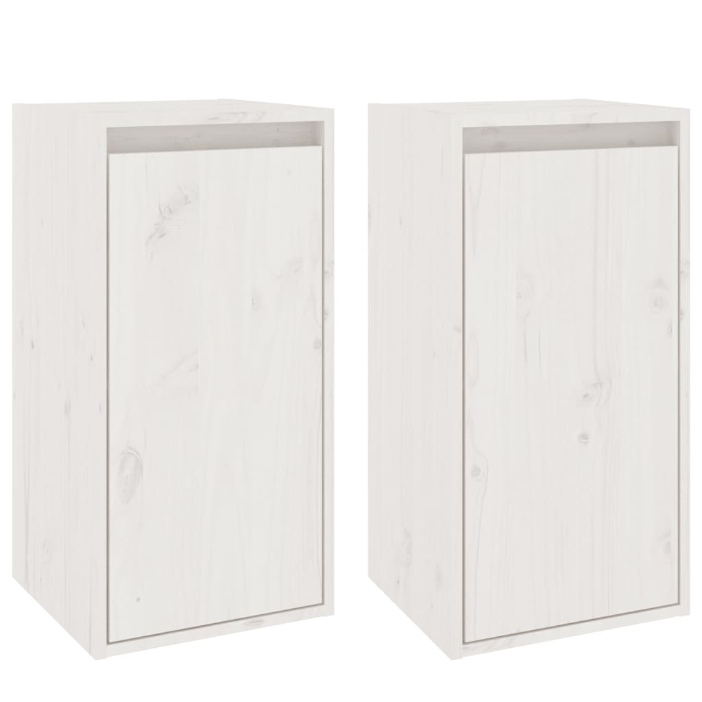 Стенни шкафове, 2 бр, бели, 30x30x60 см, бор масив