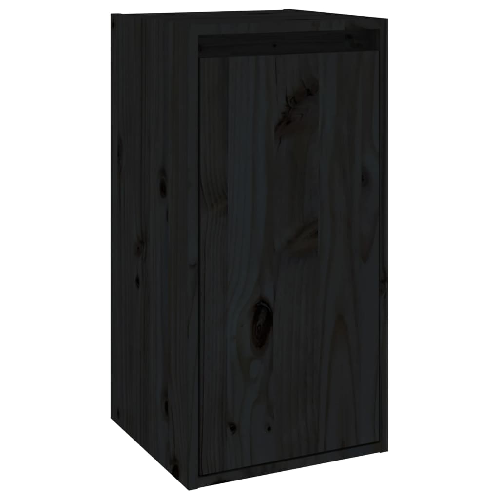 Стенни шкафове, 2 бр, черни, 30x30x60 см, бор масив