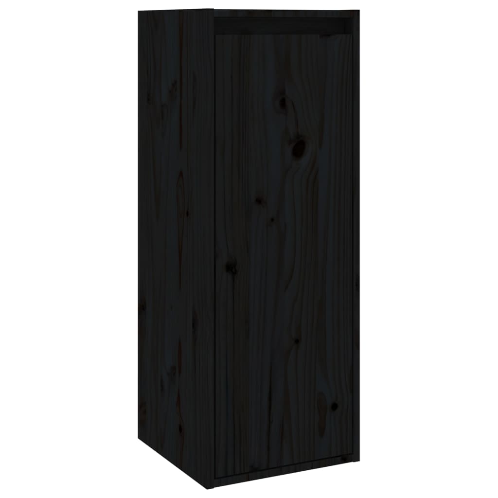 Стенни шкафове, 2 бр, черни, 30x30x80 см, бор масив