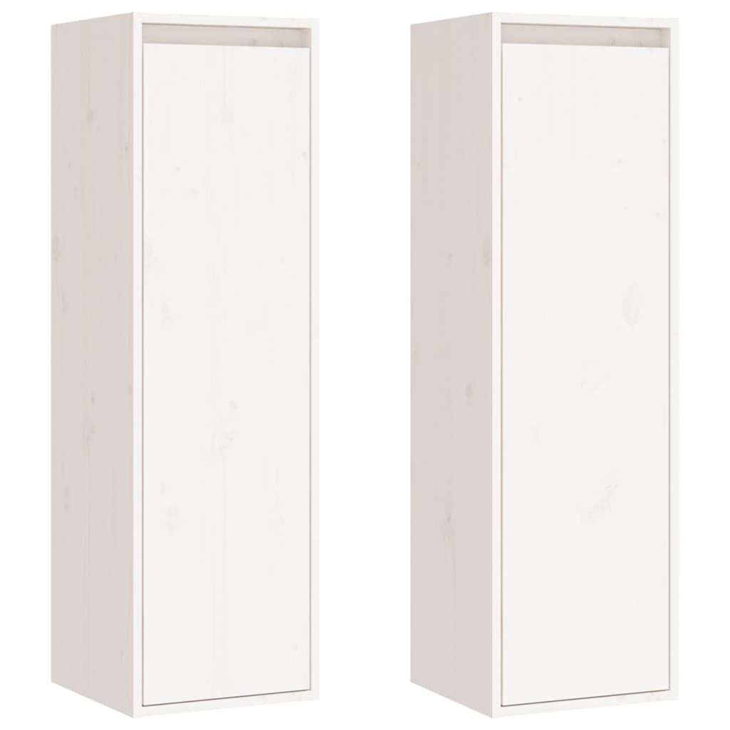 Стенни шкафове, 2 бр, бели, 30x30x100 см, бор масив