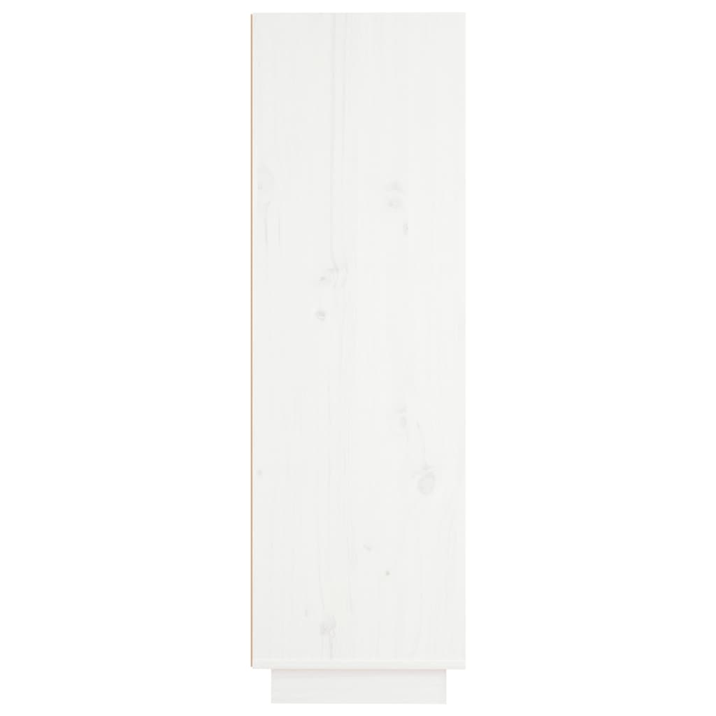 Висок шкаф, бял, 37x34x110 см, борово дърво масив