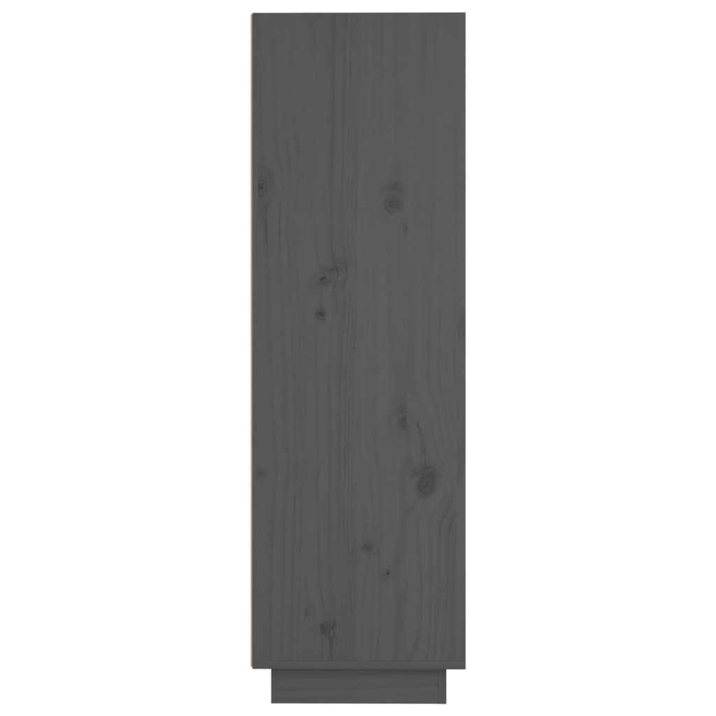Висок шкаф, сив, 37x34x110 см, борово дърво масив