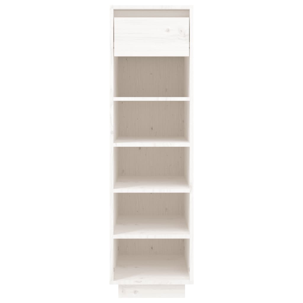 Шкаф за обувки, бял, 34x30x105 см, бор масив