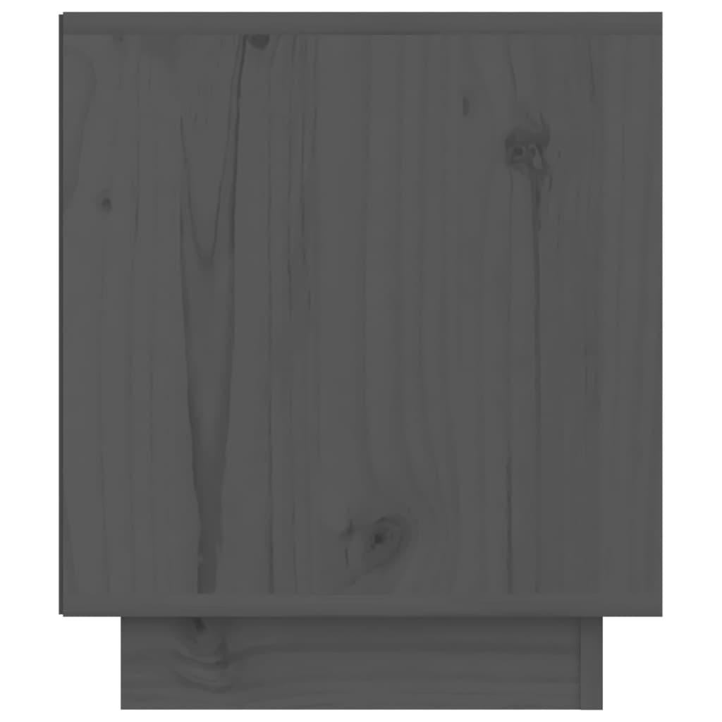 Нощно шкафче, сиво, 40x34x40 см, борово дърво масив