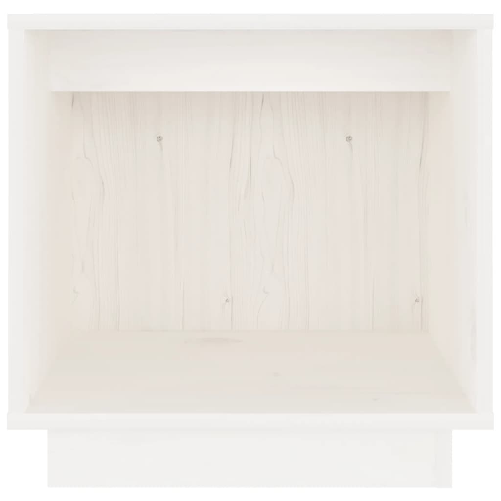 Нощно шкафче, бяло, 40x30x40 см, борово дърво масив