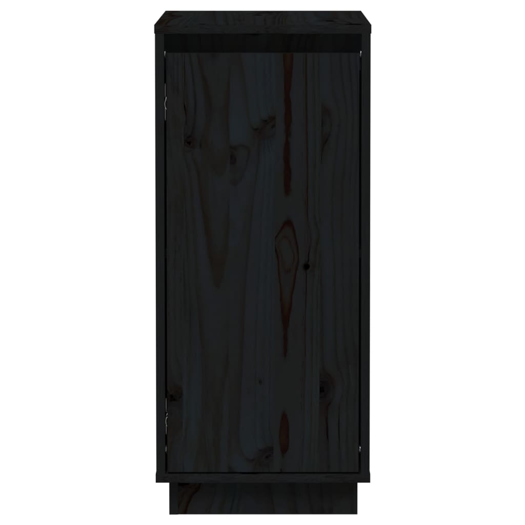 Сайдборд, черен, 31,5x34x75 см, бор масив
