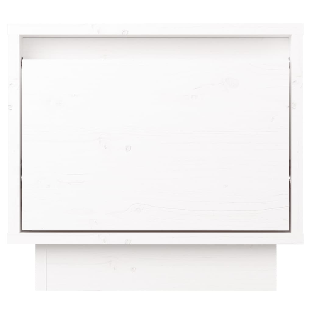 Нощно шкафче, бяло, 35x34x32 см, борово дърво масив