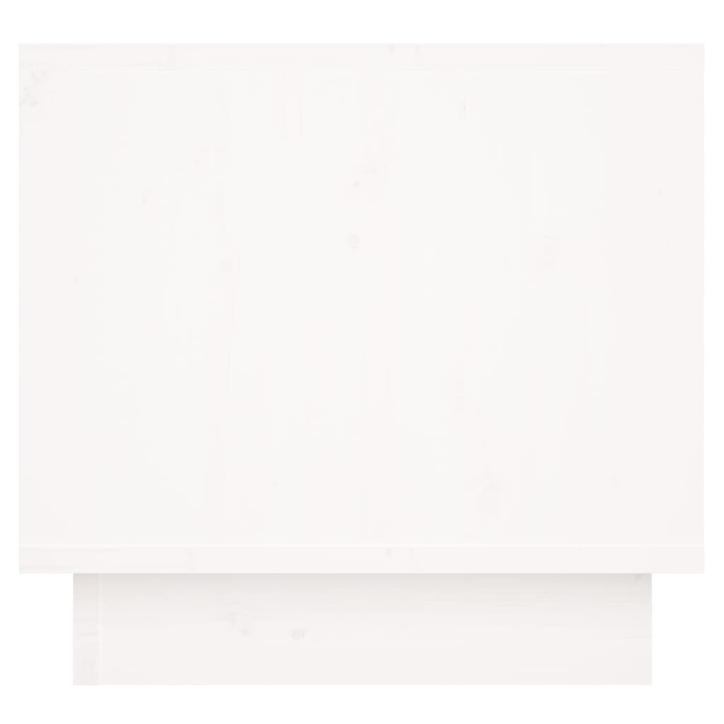 Нощно шкафче, бяло, 35x34x32 см, борово дърво масив