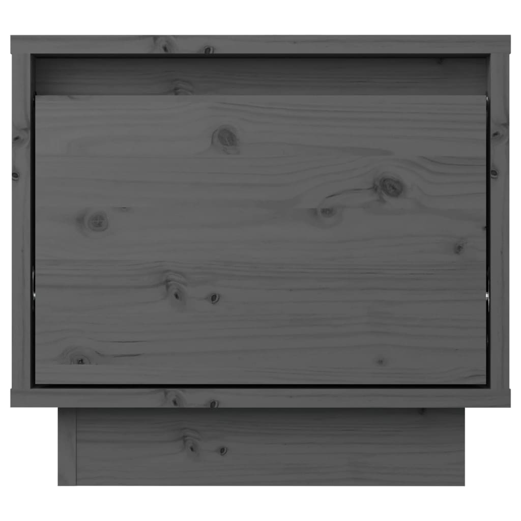 Нощно шкафче, сиво, 35x34x32 см, борово дърво масив