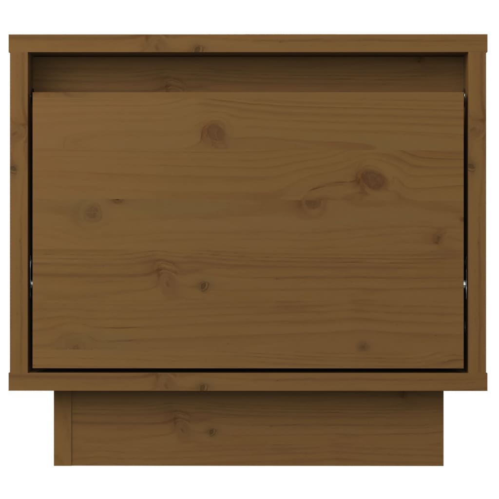 Нощно шкафче, меденокафяво, 35x34x32 см, борово дърво масив