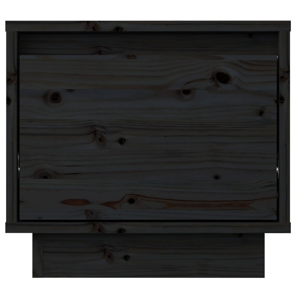 Нощно шкафче, черно, 35x34x32 см, борово дърво масив