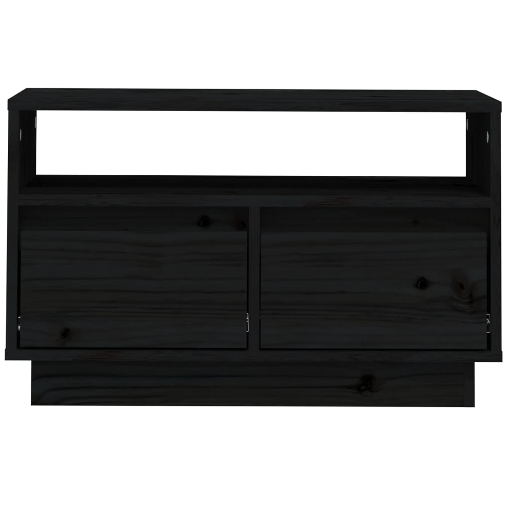 ТВ шкаф, черен, 60x35x37 см, бор масив