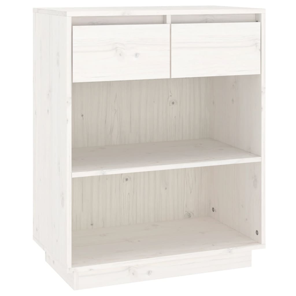 Конзолен шкаф, бял, 60x34x75 см, бор масив