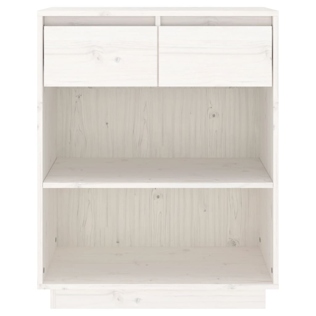 Конзолен шкаф, бял, 60x34x75 см, бор масив