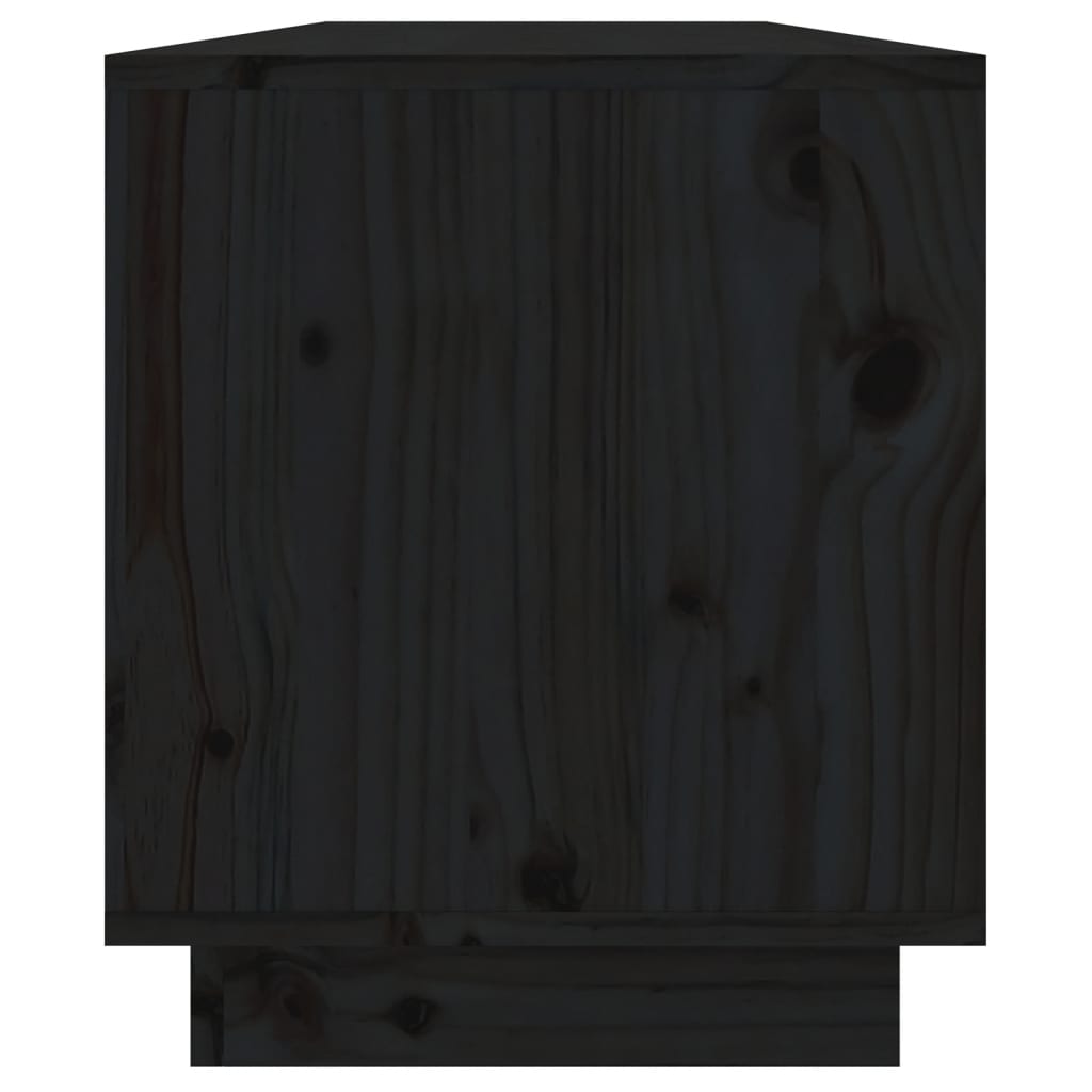 ТВ шкаф, черен, 110,5x34x40 см, бор масив