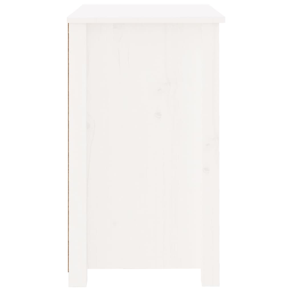 Нощно шкафче, бяло, 50x35x61,5 см, борово дърво масив