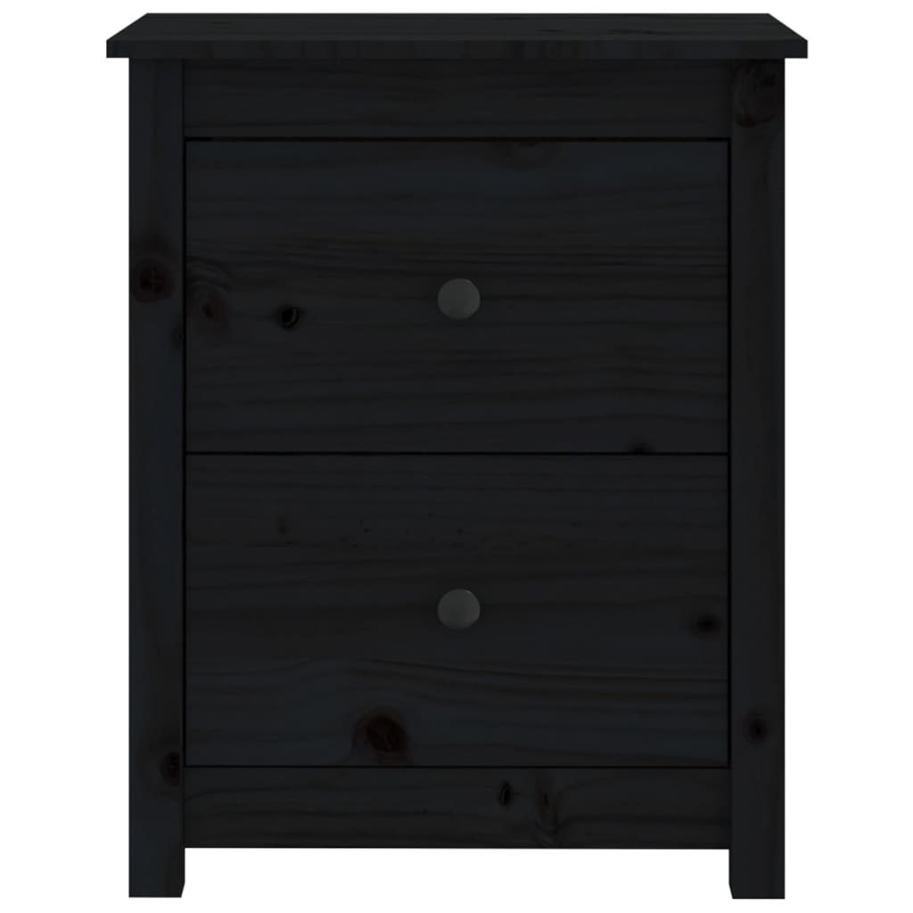 Нощни шкафчета, 2 бр, черни, 50x35x61,5 см, борово дърво масив