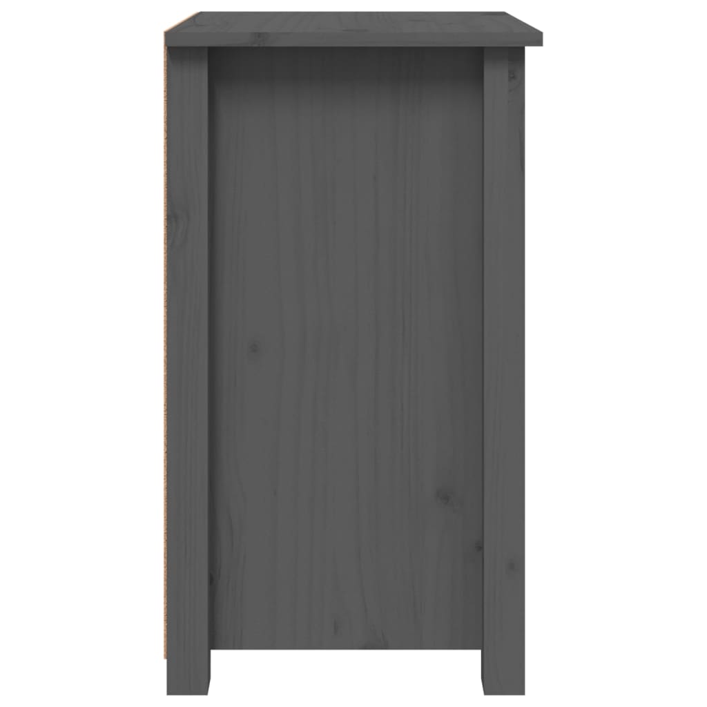 Нощно шкафче, сиво, 40x35x61,5 см, борово дърво масив
