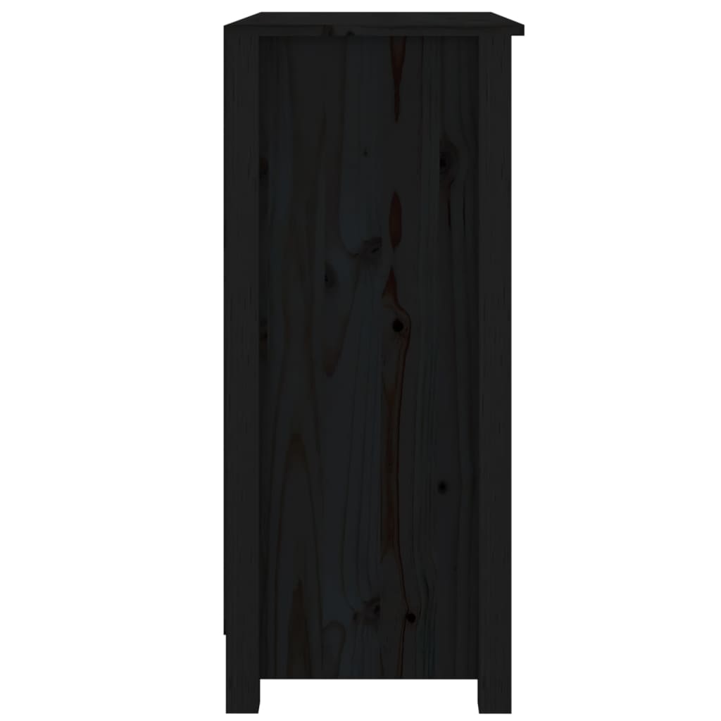 Сайдборд, черен, 70x35x80 см, бор масив