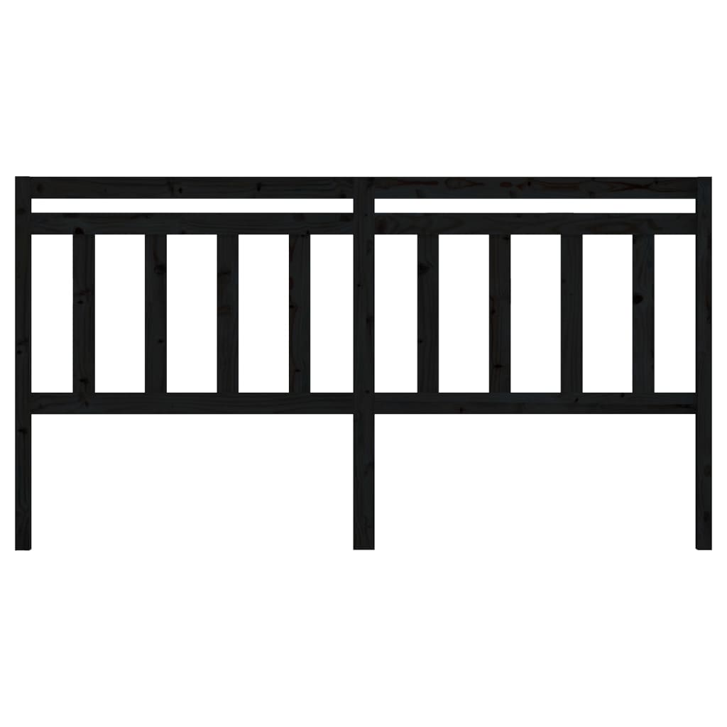 Горна табла за легло, черна, 186x4x100 см, бор масив
