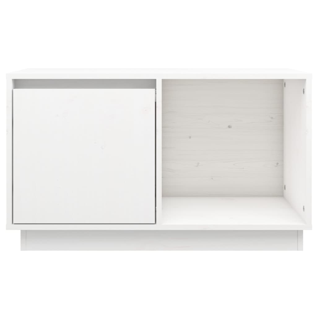ТВ шкаф, бял, 74x35x44 см, бор масив