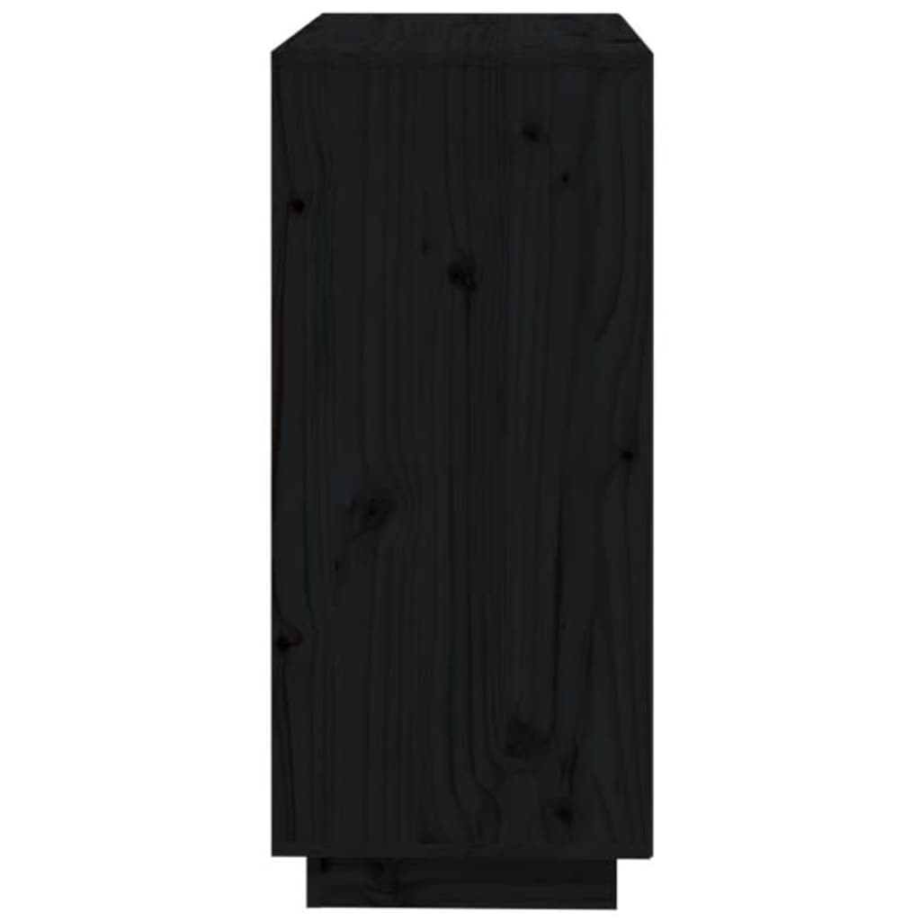 Сайдборд, черен, 74x35x80 см, бор масив