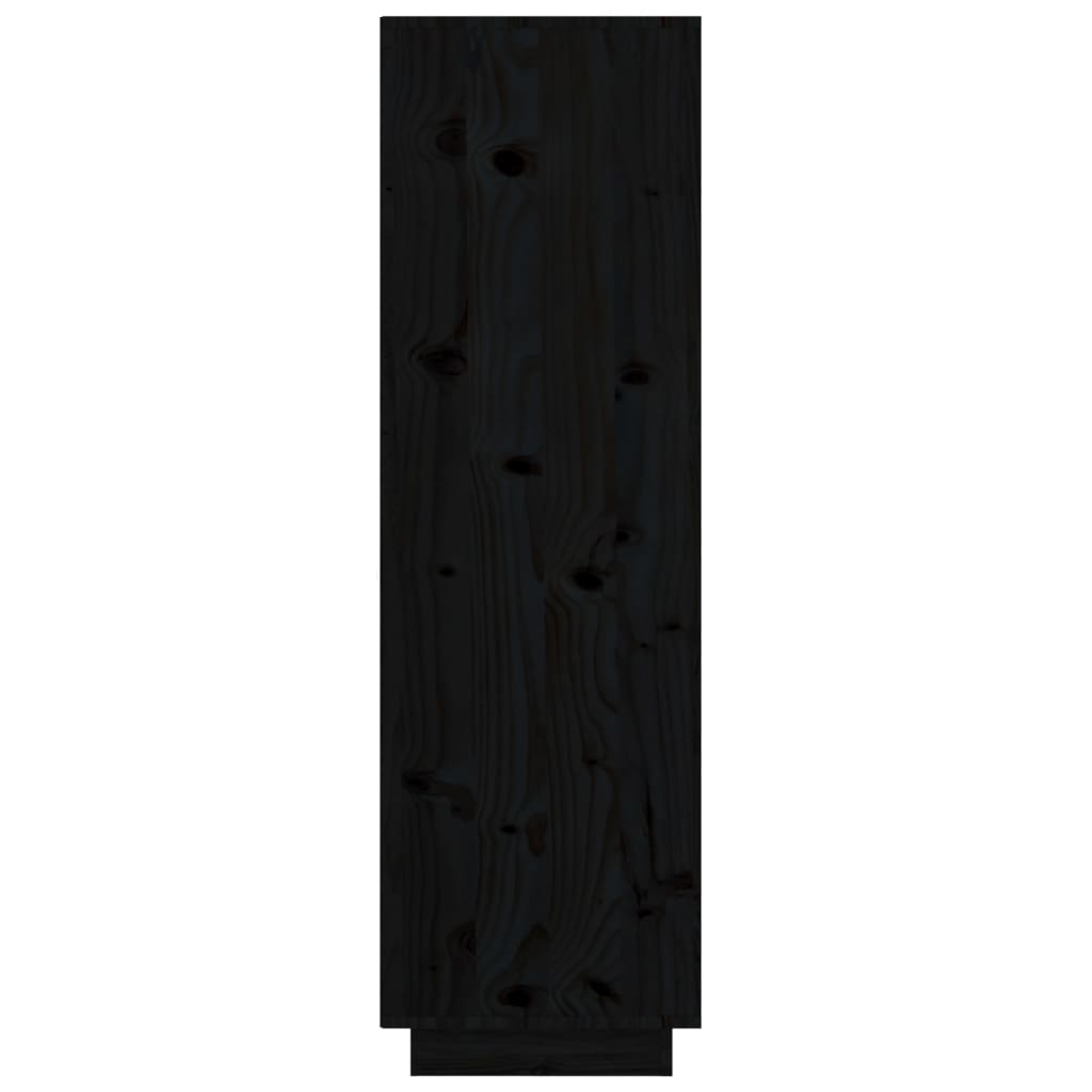 Висок шкаф, черен, 38x35x117 см, борово дърво масив