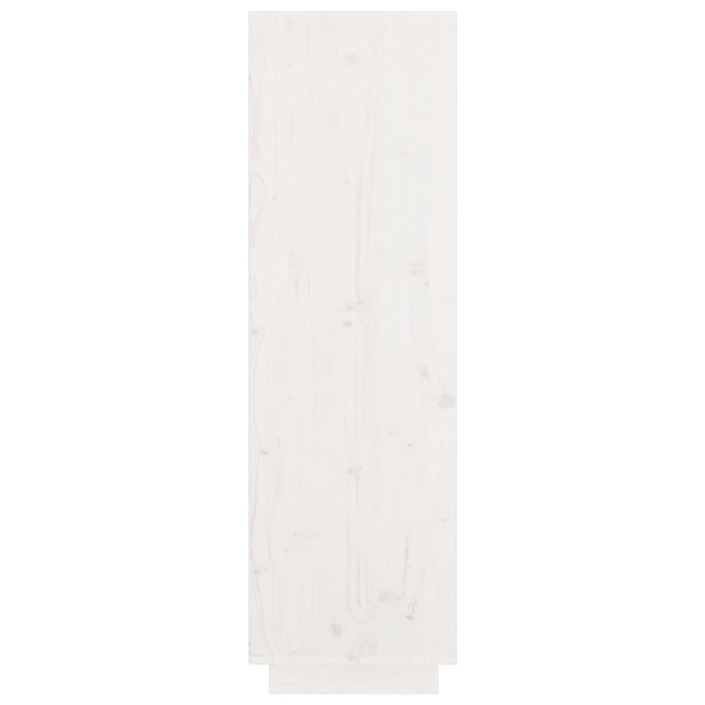 Висок шкаф, бял, 74x35x117 см, борово дърво масив