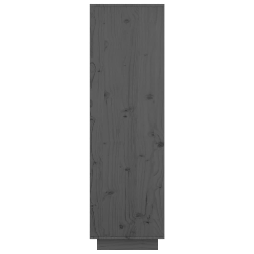 Висок шкаф, сив, 74x35x117 см, борово дърво масив