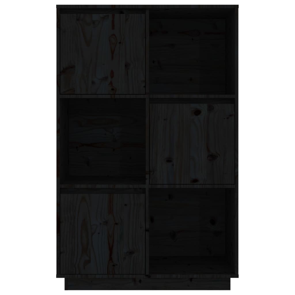 Висок шкаф, черен, 74x35x117 см, борово дърво масив