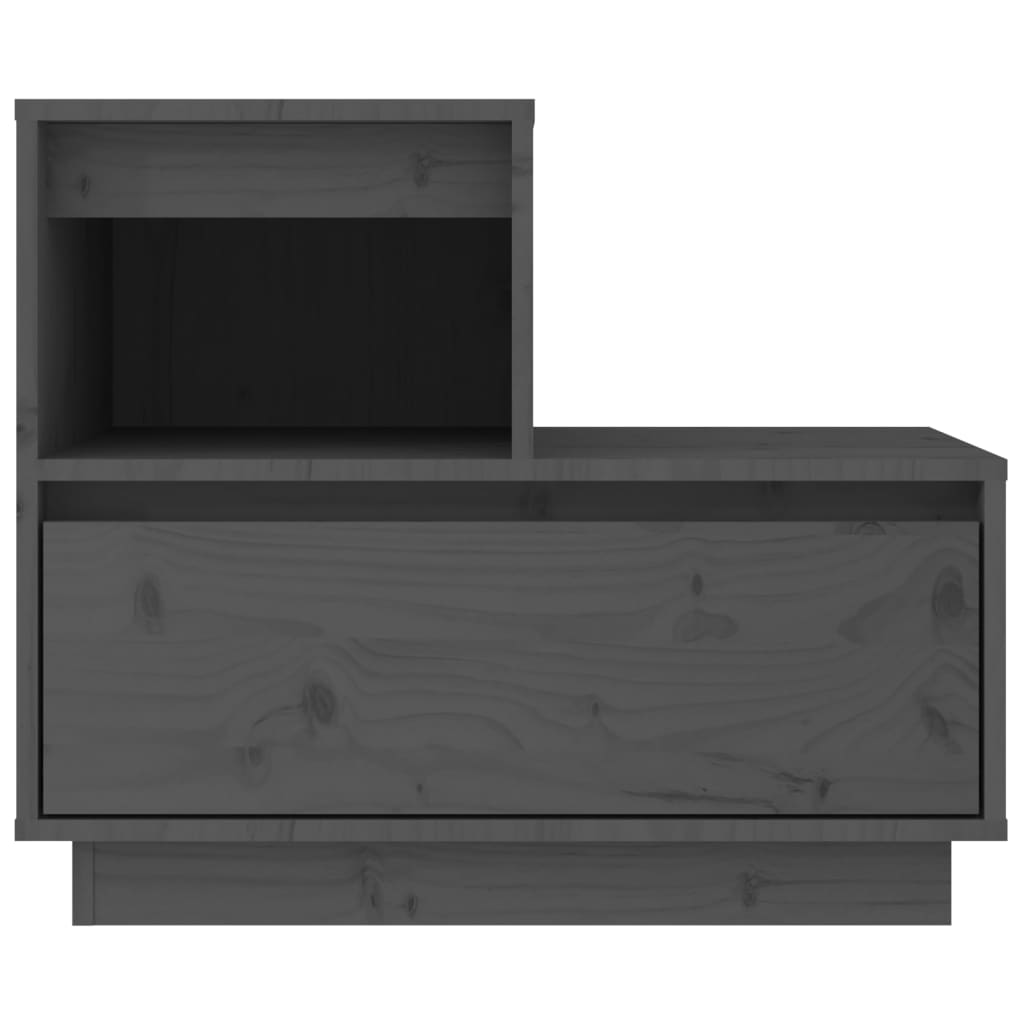 Нощни шкафчета, 2 бр, сиви, 60x34x51 см, борово дърво масив