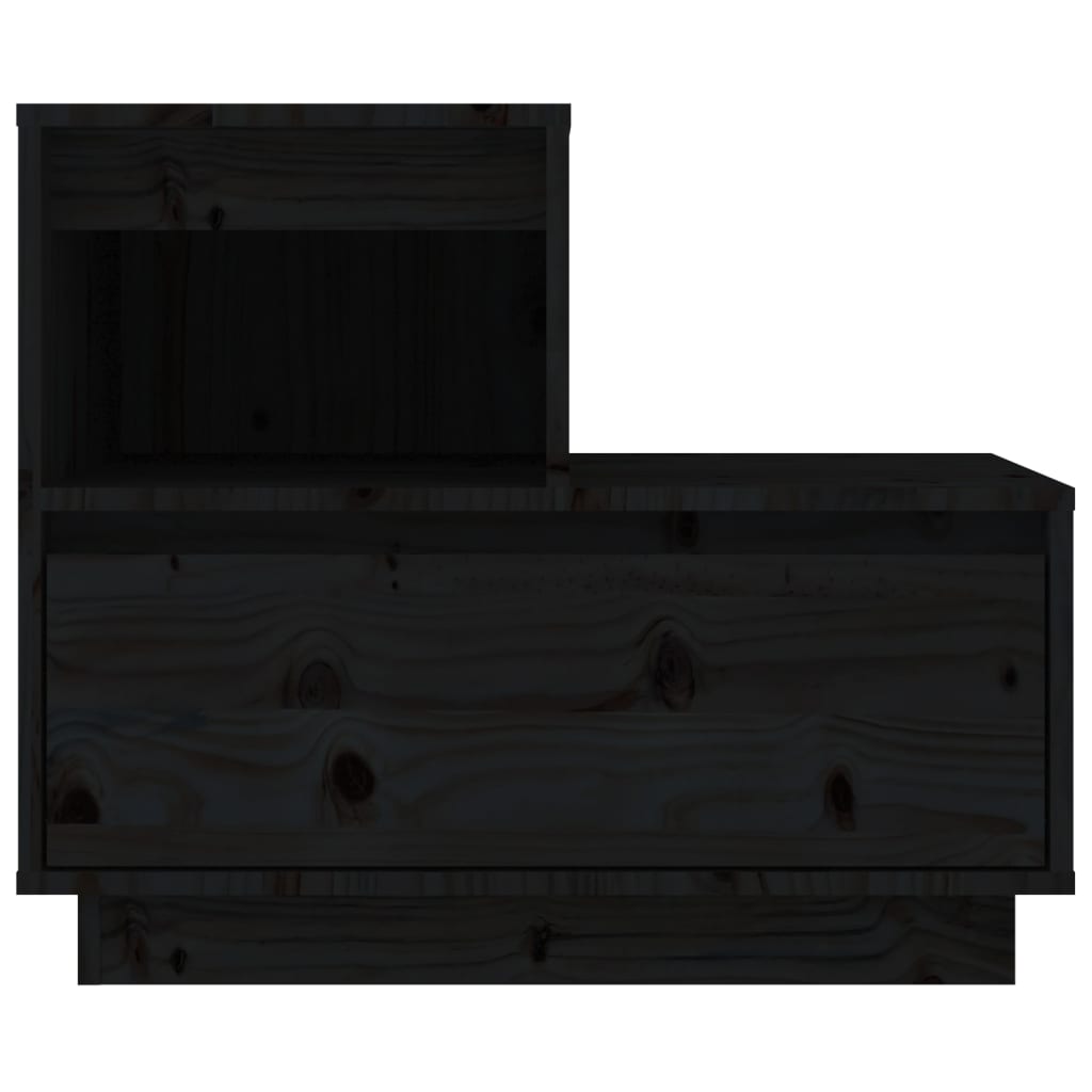 Нощни шкафчета, 2 бр, черни, 60x34x51 см, борово дърво масив