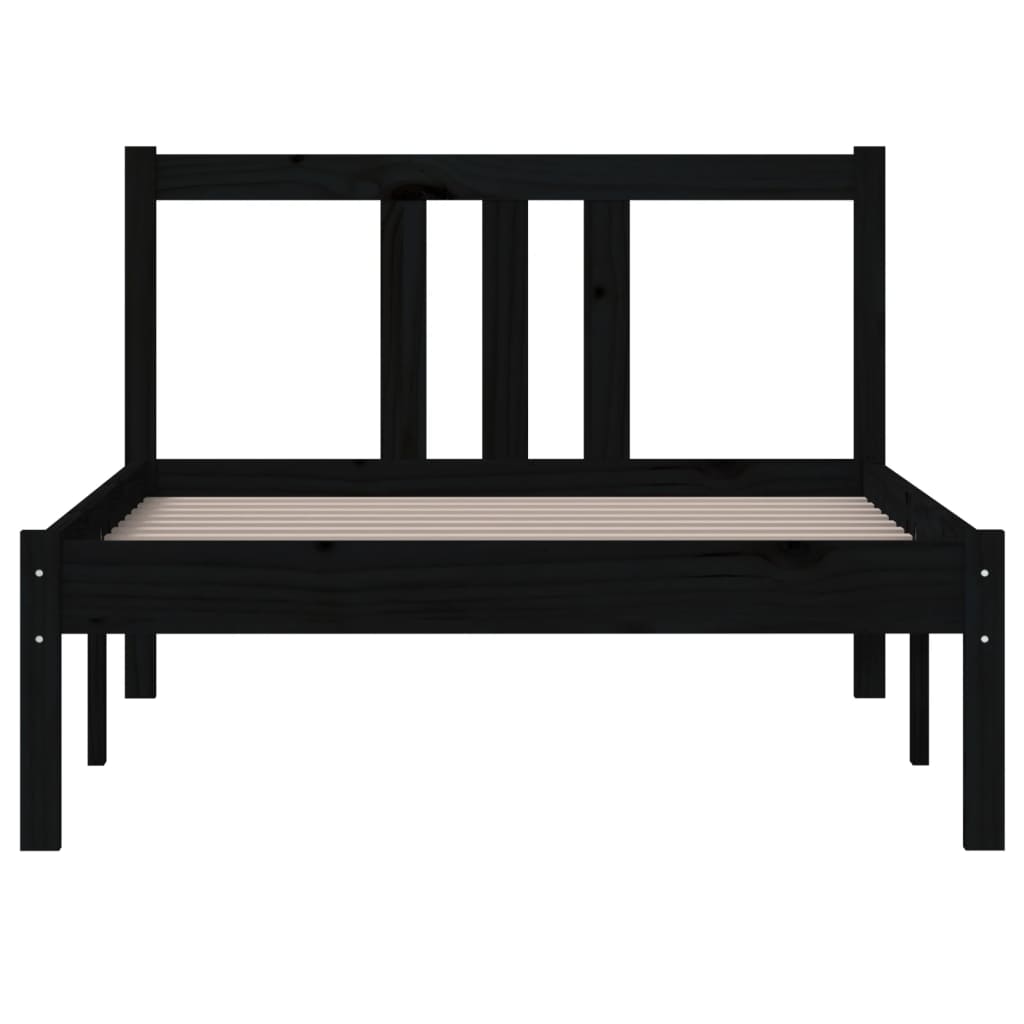 Рамка за легло, черна, дърво масив, 90x190 см, 3FT Single