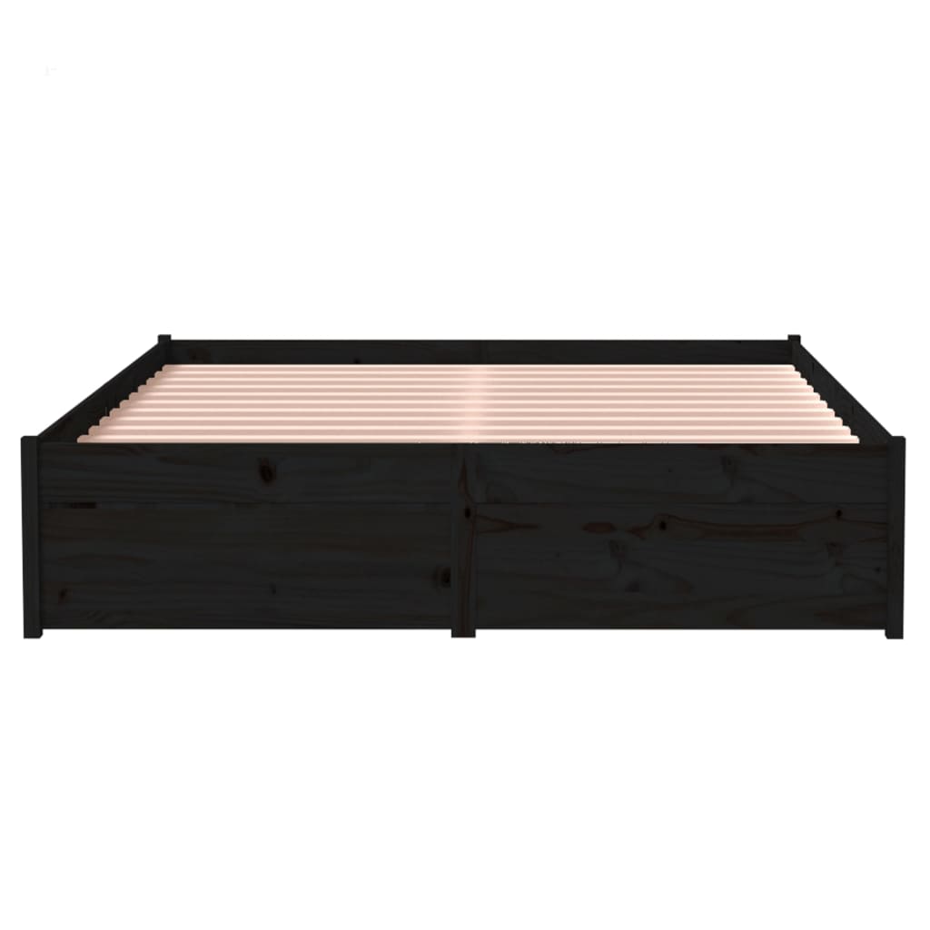 Рамка за легло черна дървен масив 120x190 см 4FT Small Double