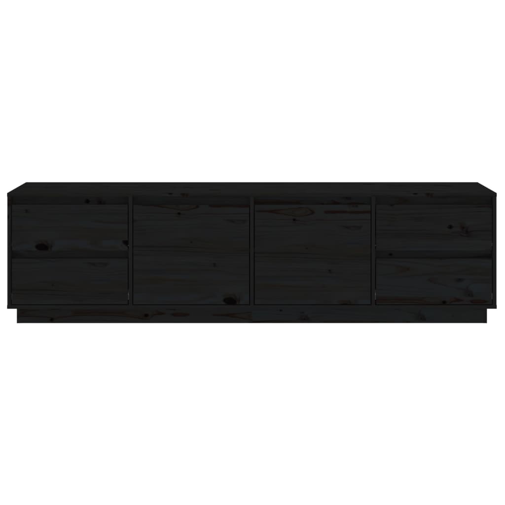 ТВ шкаф, черен, 176x37x47,5 см, бор масив