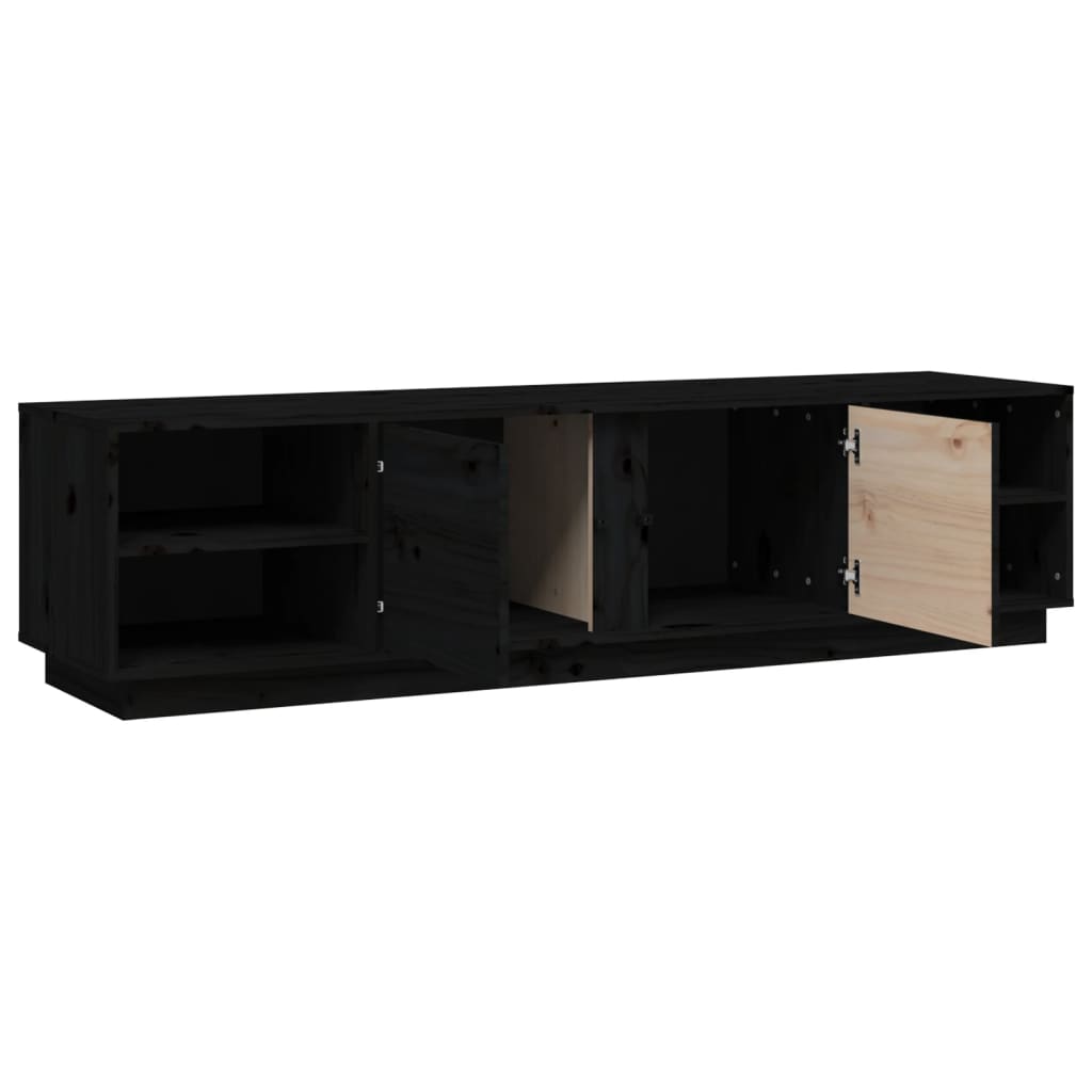ТВ шкаф, черен, 156x40x40 см, бор масив