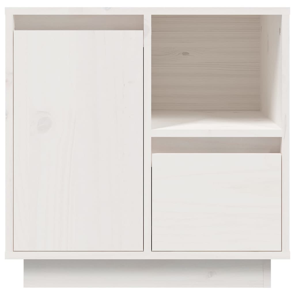 Нощни шкафчета, 2 бр, бели, 50x34x50 см, борово дърво масив