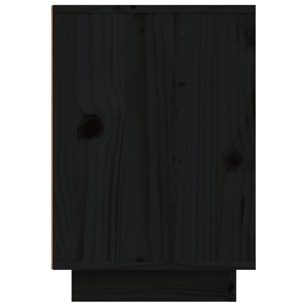 Нощни шкафчета, 2 бр, черни, 50x34x50 см, борово дърво масив