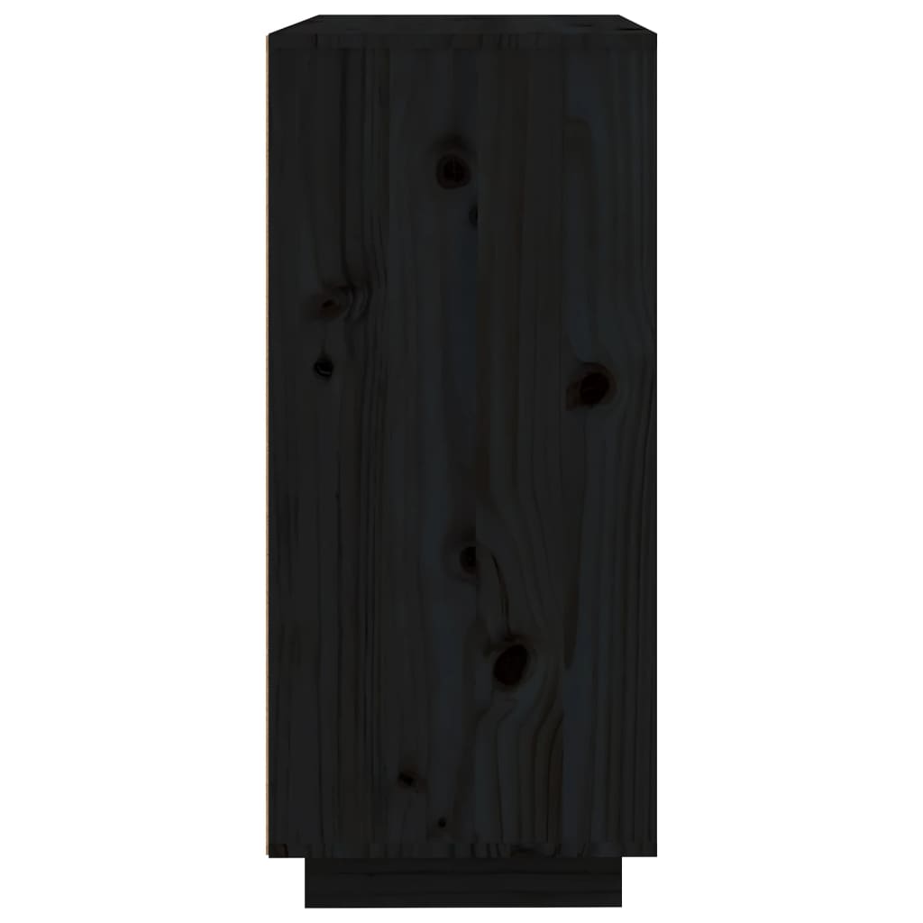 Сайдборд, черен, 60x35x80 см, бор масив