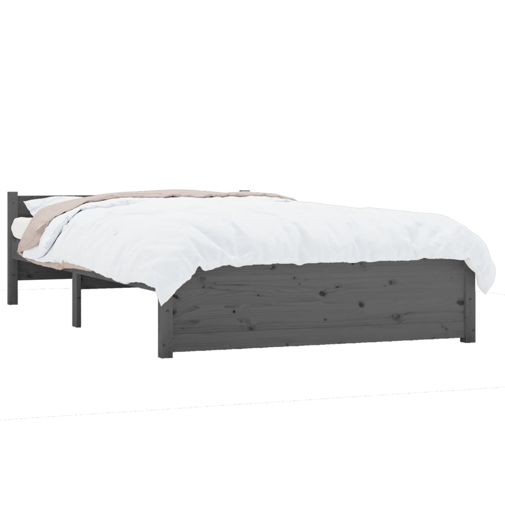 Рамка за легло, сива, дърво масив, 135x190 cм, 4FT6 Double