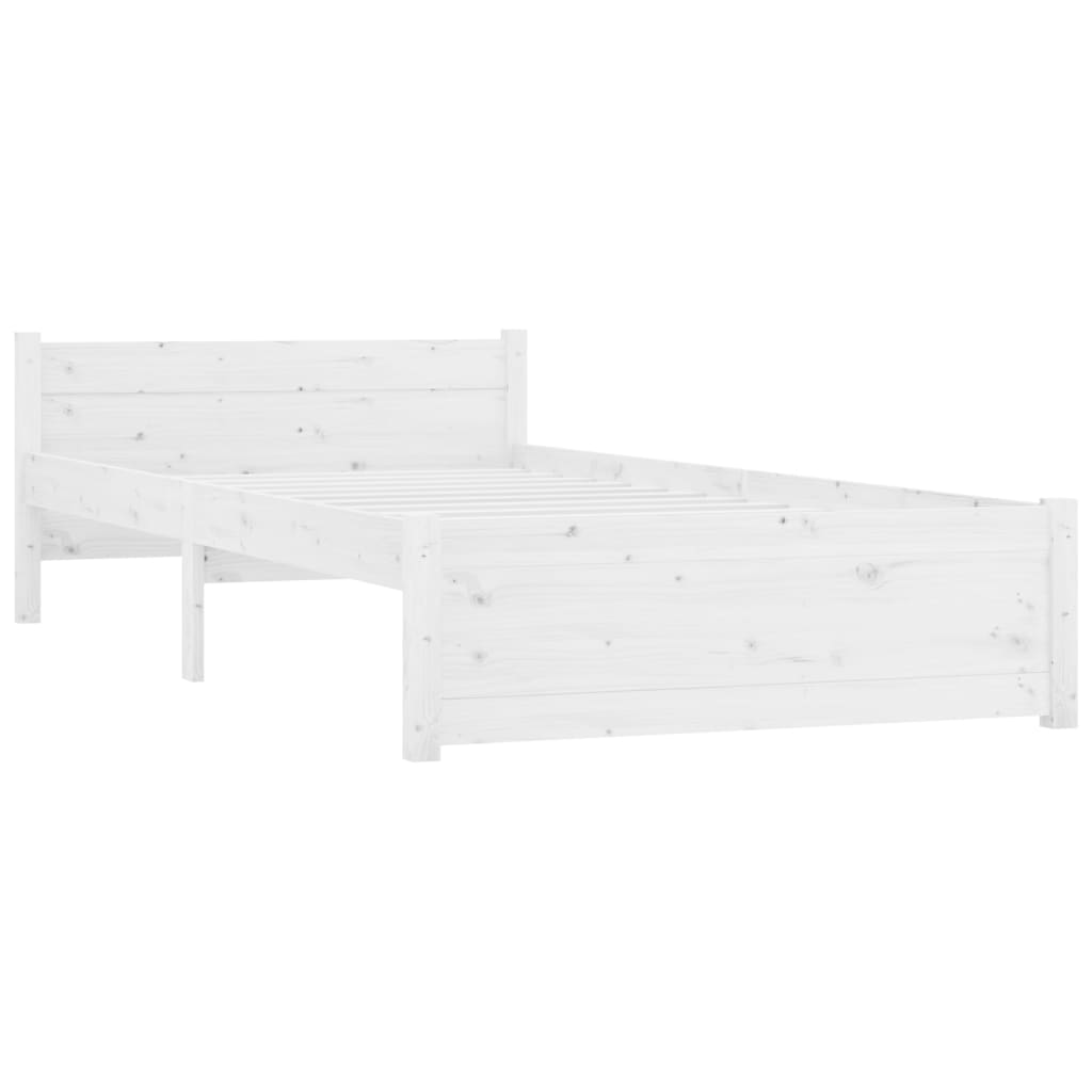 Рамка за легло, бяла, масивно дърво, 90х200 см